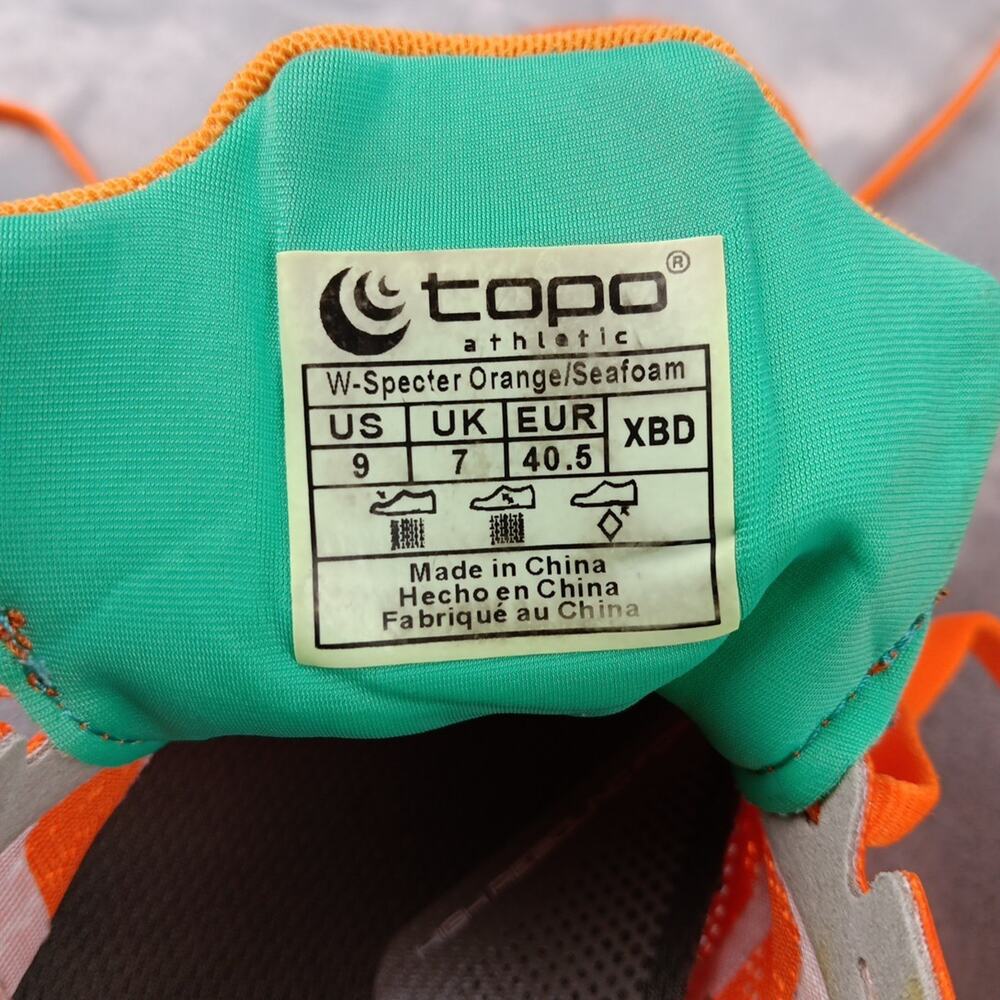Topo Athletic Specter Running Shoes Womens Size 9 Orange Seafoam Orthotic - Picture 15 of 15